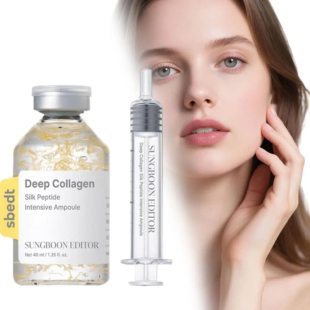 Korean Deep Collagen Skin Care -  Silk Peptide Ampoule, Boosting Serum, Retinol Capsule Cream, Fade Fine Lines, Brightening