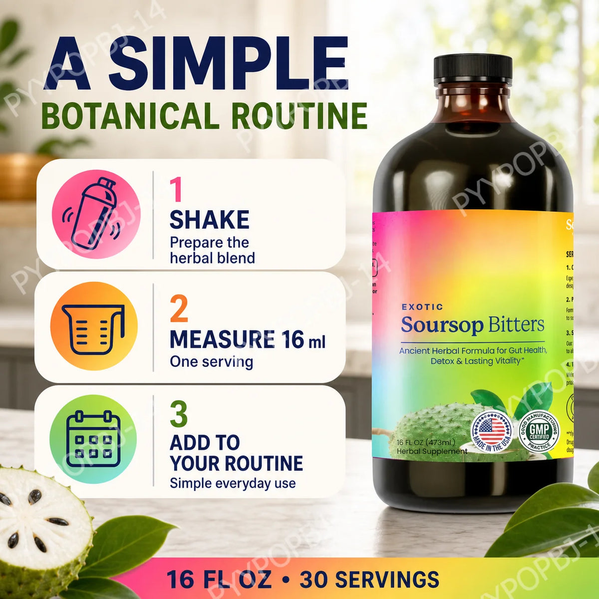 Exotic Soursop Bitters Herbal Wellness Supplement